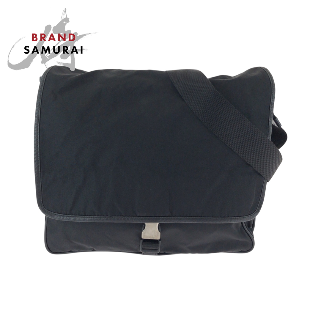 PRADA - 美品 PRADA プラダ テスート 三角ロゴプレート ブラック PRADA - 美品 PRADA プラダ テスート 三角ロゴプレート ブラック