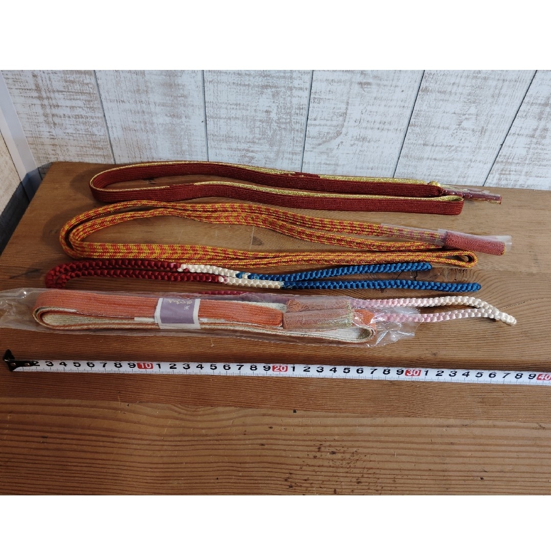 帯締め　新品　4点　セット　 和装小物 帯締 着物 正絹　未使用 レディースの水着/浴衣(和装小物)の商品写真