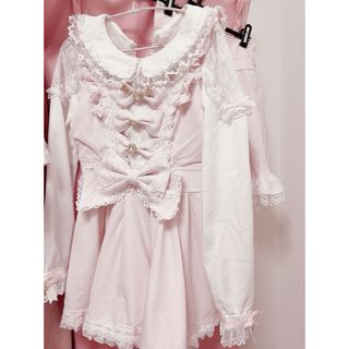 LIZ LISA - LIZLISA Sewing Bear柄セットアップ ホワイト×ピンク LIZ LISA - LIZLISA Sewing Bear柄セットアップ ホワイト×ピンク