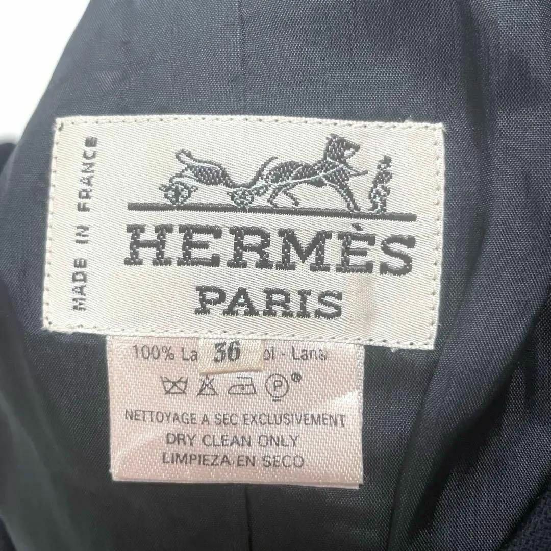 HERMES - 【美品】エルメス ワンピースレザー切り替えデザイン HERMES - 【美品】エルメス ワンピースレザー切り替えデザイン