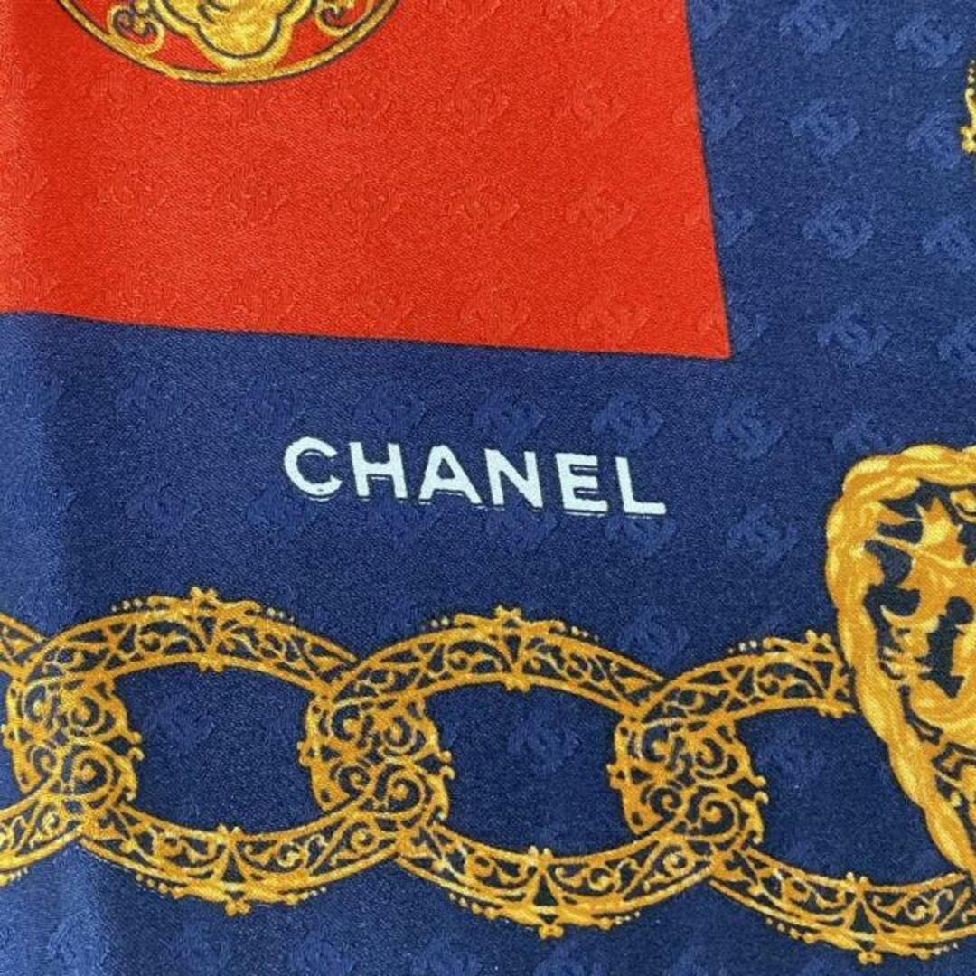 CHANEL - CHANEL(シャネル) スカーフ ネイビー×レッド×ベージュ CHANEL - CHANEL(シャネル) スカーフ ネイビー×レッド×ベージュ