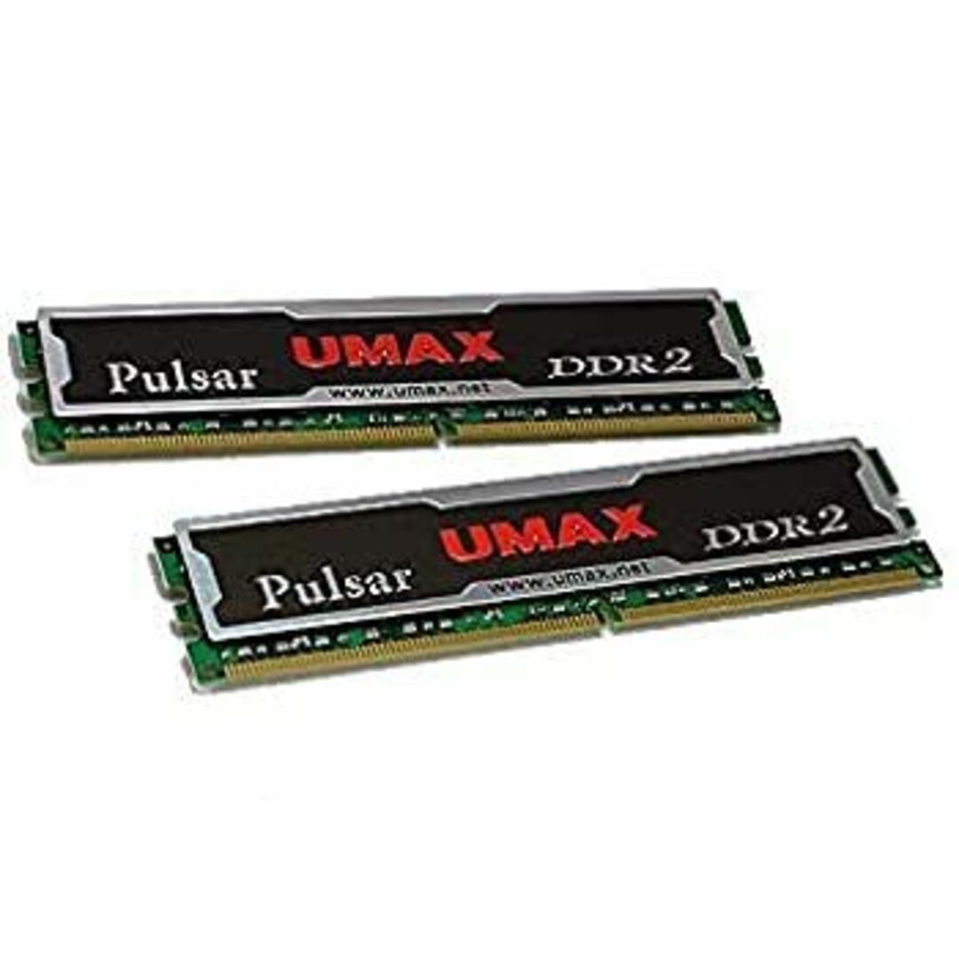 UMAX Pulsar デスクトップ用 DDR2 メモリー 4GB (2GB 2枚組) DDR2-800 Dual Set 240pin DCDDR2-4GB-800 スマホ/家電/カメラのPC/タブレット(PCパーツ)の商品写真