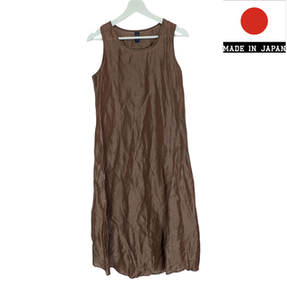 Vintage gigli ブラウン リネン ワンピース(ひざ丈ワンピース)