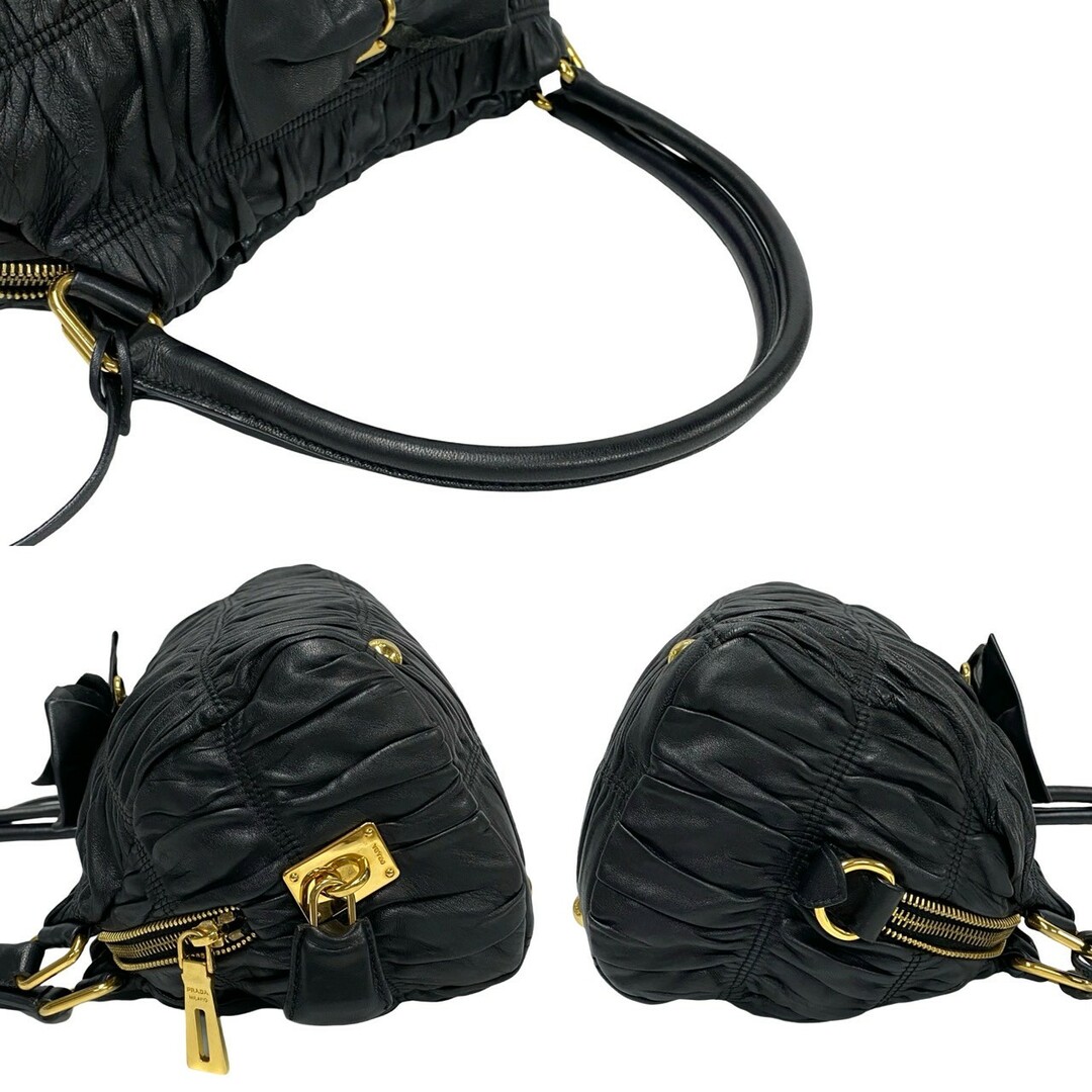 PRADA - 極 美品 袋 鍵付き PRADA プラダ ロゴ 金具 リボン