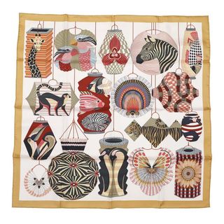 HERMES - 未使用 エルメス スカーフ カレ90 カリブ鳥 シルク100 HERMES - 未使用 エルメス スカーフ カレ90 カリブ鳥 シルク100