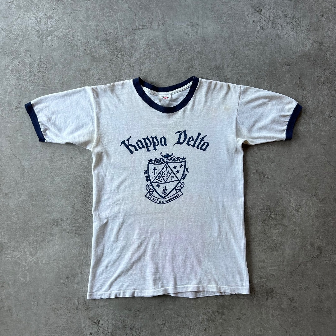 Hanes - 60s Hanes リンガーtシャツKappa Delta ネイビー M