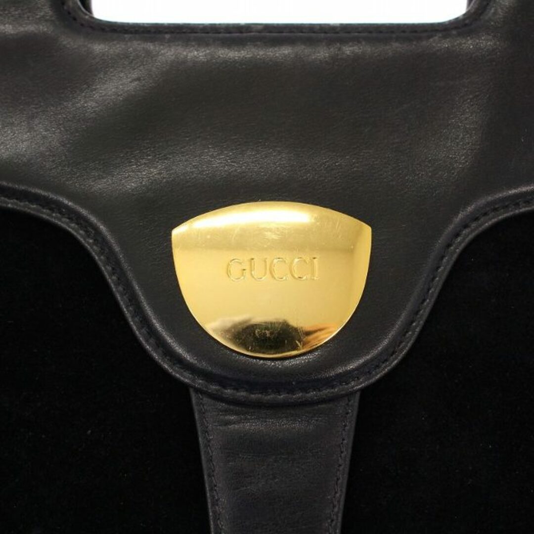 GUCCI - グッチ GUCCI ハンドバッグ スエード レザー 切替 ロゴ GUCCI - グッチ GUCCI ハンドバッグ スエード レザー 切替 ロゴ