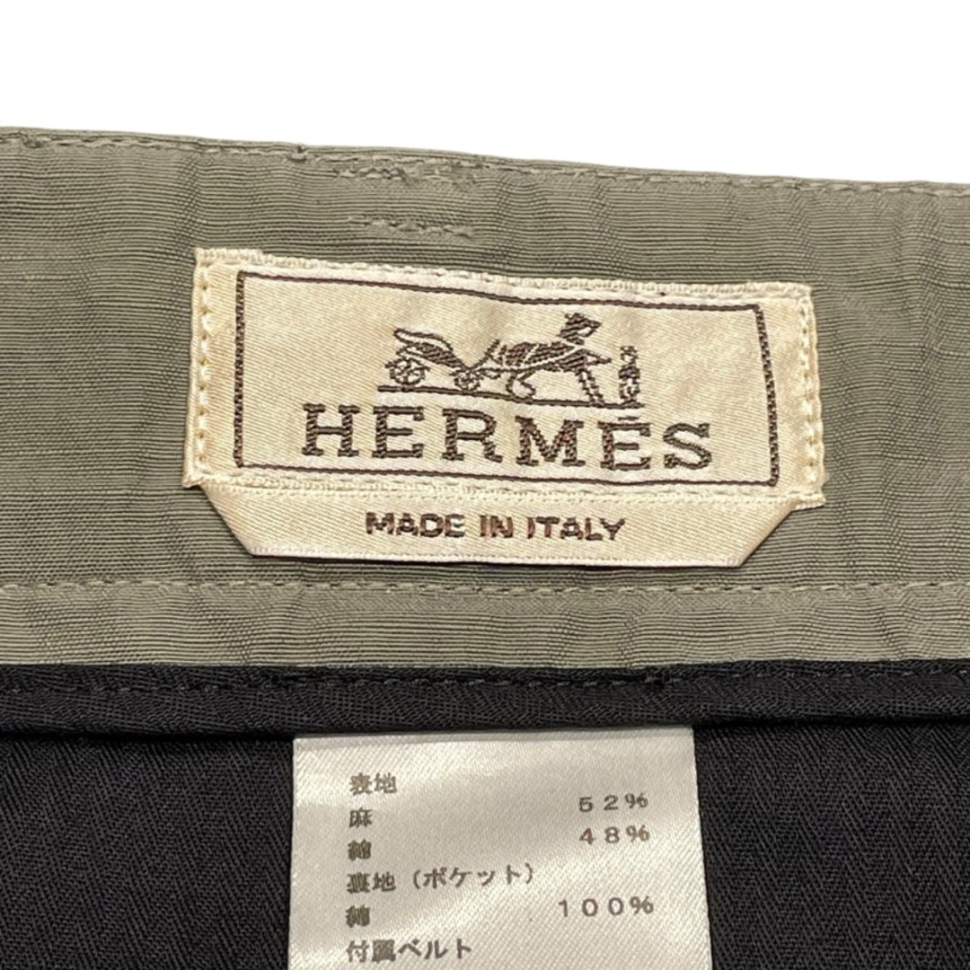 HERMES - エルメス HERMES ベルテッドトラウザーパンツ グレー HERMES - エルメス HERMES ベルテッドトラウザーパンツ グレー