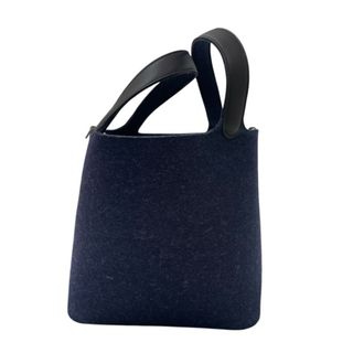 エルメス(HERMES)の　エルメス HERMES ピコタンロックMM Y刻印 ブルーニュイ シルバー金具 フェルト レディース ハンドバッグ(ハンドバッグ)