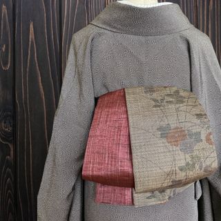 *着物反物*　 辻ヶ花紬と真綿紬　大人の兵児帯　半幅帯　長尺470　ハンドメイド(帯)