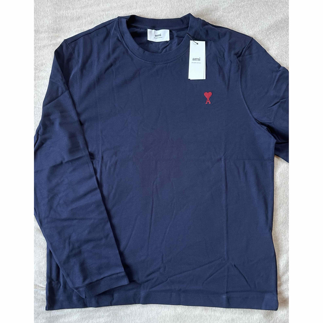 XXL新品 AMI Paris アミ ブランドロゴ ロング Tシャツ ネイビー