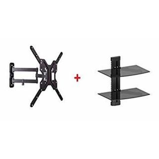 マウントPlus 1092???30?Tilt Swivelコーナー壁マウントwithバンドル2ガラスシェルフのケーブルボックスDVDプレーヤーステレオコンポーネントほ wyw801m(その他)