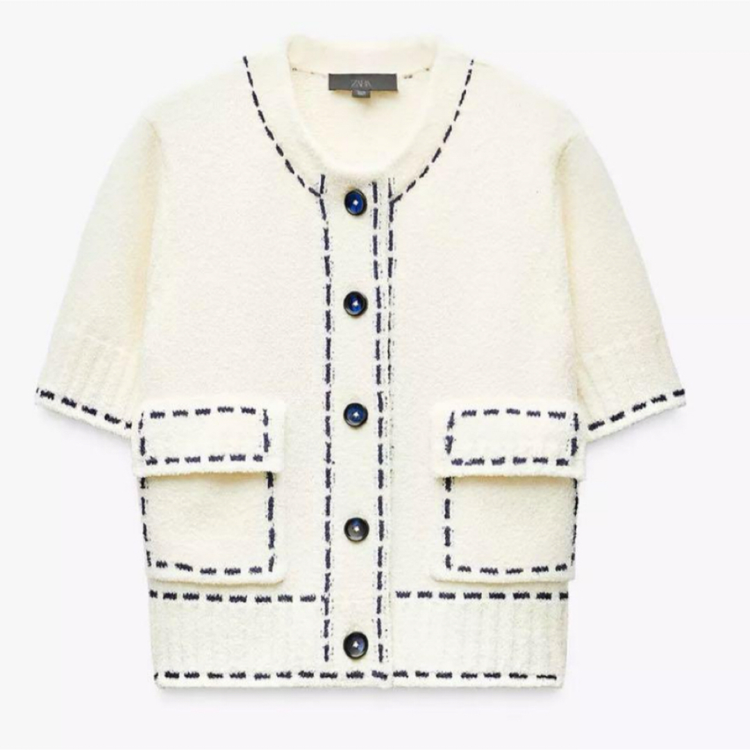 ZARA - 【完売品】ZARA ステッチ入りショートスリーブニット ZARA - 【完売品】ZARA ステッチ入りショートスリーブニット