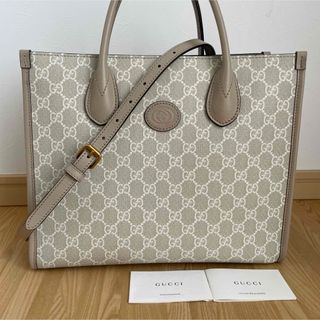 GUCCI - グッチ レザー キャンバス トート バッグ 肩掛け GUCCI - グッチ レザー キャンバス トート バッグ 肩掛け