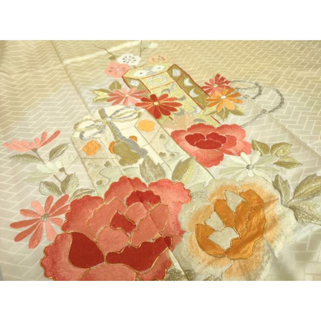 平和屋着物□豪華振袖 駒刺繍 草花文 暈し染め 金銀糸 正絹 逸品 平和屋着物□豪華振袖 駒刺繍 草花文 暈し染め 金銀糸 正絹 逸品