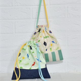 現品 即発送可能☆リバティプリント使用 さくらんぼワッペン巾着 現品 即発送可能☆リバティプリント使用 さくらんぼワッペン巾着