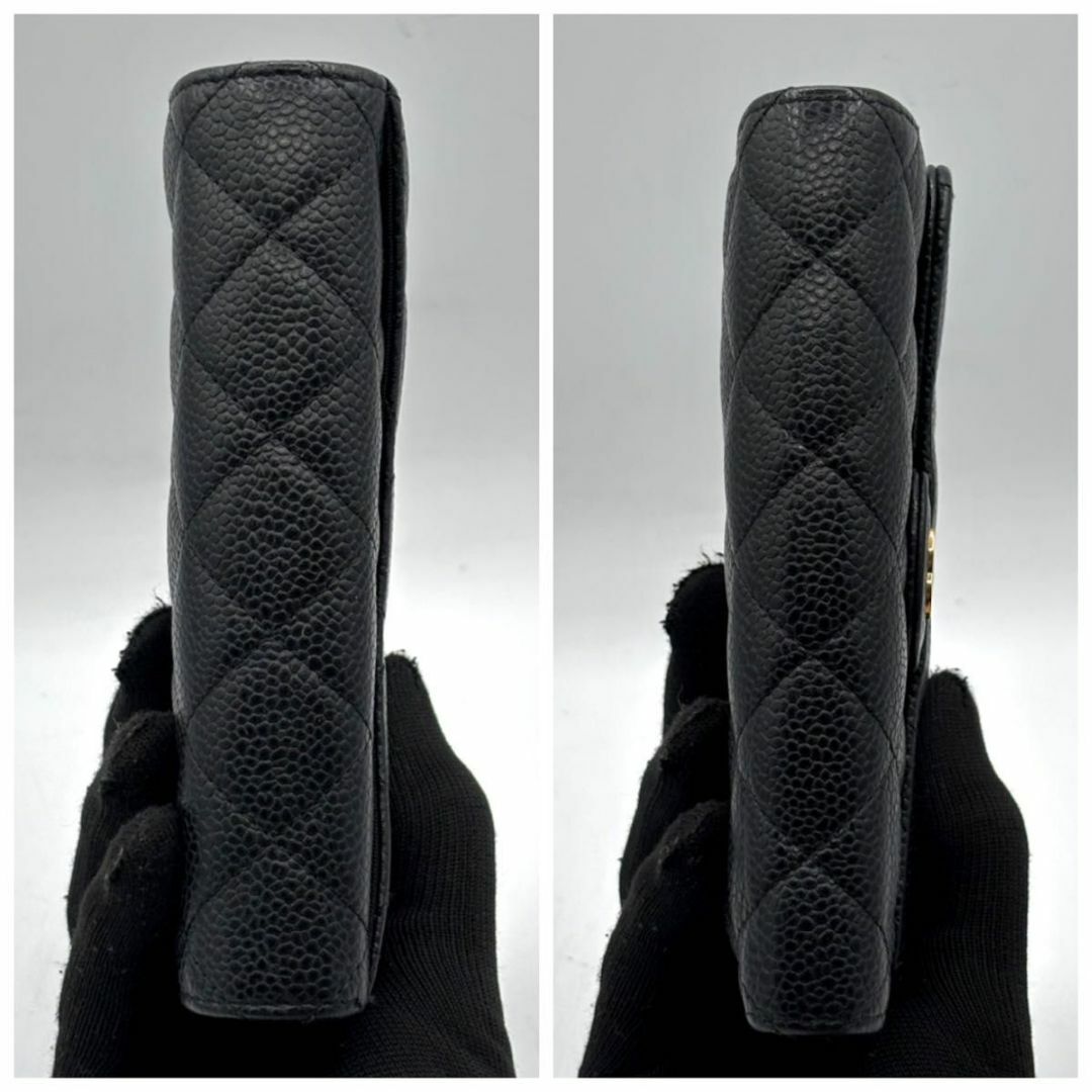 鑑定済　保存箱袋付属　シャネル　マトラッセ 長財布　フラップ　キャビア　黒 鑑定済保存箱袋付属シャネルマトラッセ 長財布フラップキャビア黒