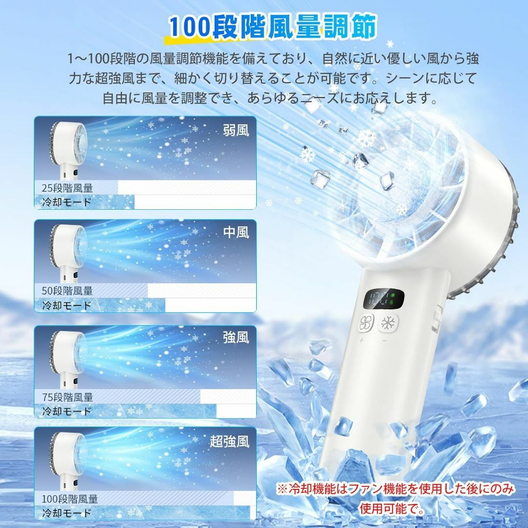 ハンディファン 冷却プレート【2025年最強超大風速】手持ち扇風機 携帯扇風機 スマホ/家電/カメラの冷暖房/空調(扇風機)の商品写真