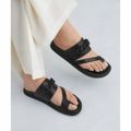 【BLACK】【22.5cm(S)】フットベッドチェーン サンダル