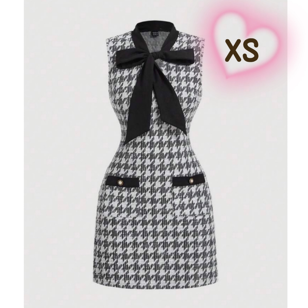 SHEIN - SHEIN レトロエレガントハウンドトゥース柄 ミニドレス SHEIN - SHEIN レトロエレガントハウンドトゥース柄 ミニドレス