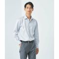 【LT.GRAY】【L(41cm)】コットン ヘリンボーン ショートワイドカラー ドレスシャツ -イージーアイロン-