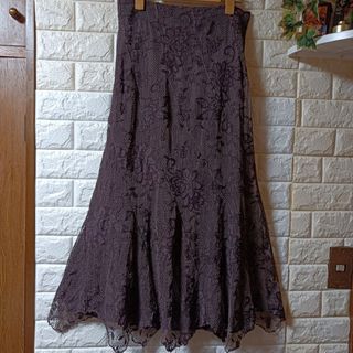 USED★レース斜め切り替えAラインスカート
