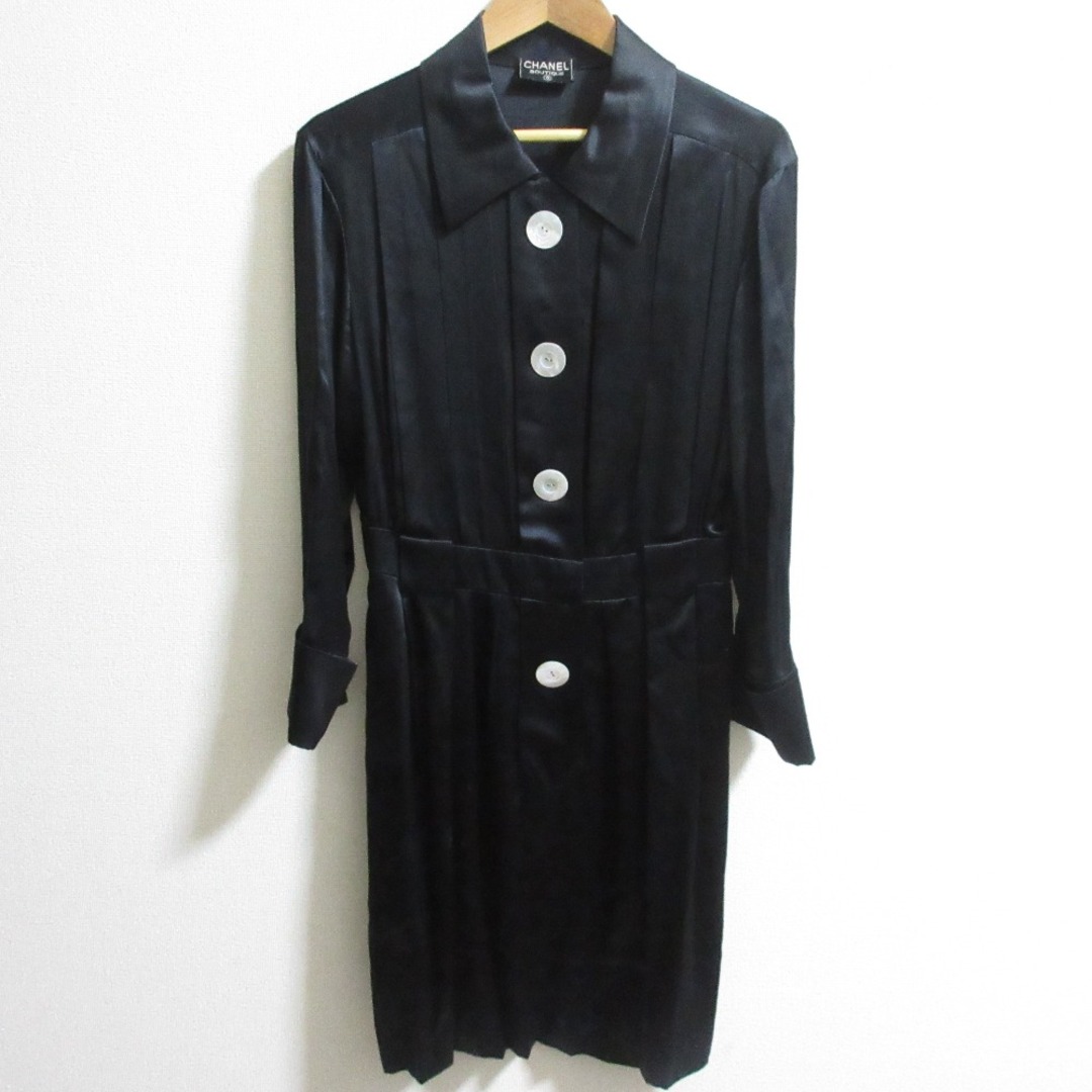 CHANEL - 良品 CHANEL シャネル サテン 長袖 ロングシャツ CHANEL - 良品 CHANEL シャネル サテン 長袖 ロングシャツ