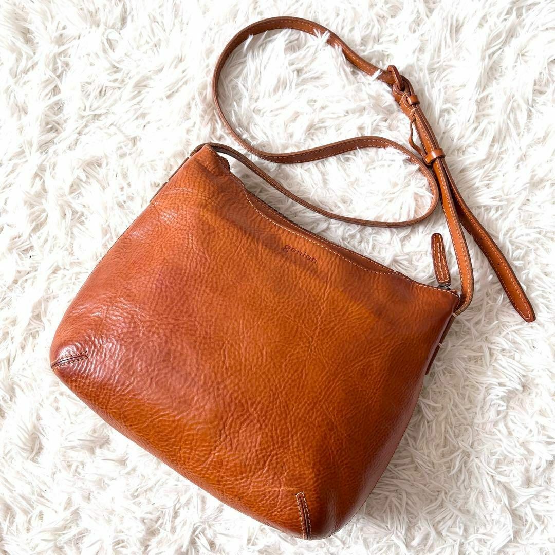 genten - genten ゲンテン ショルダーバッグ レザー シボ革 genten - genten ゲンテン ショルダーバッグ レザー シボ革
