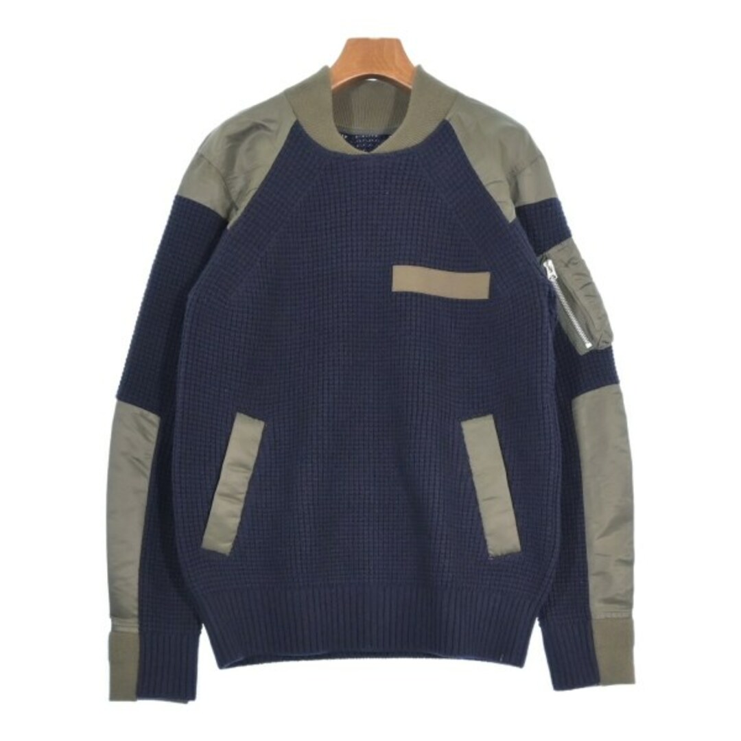sacai - sacai サカイ ニット・セーター 1(S位) 紺xカーキ sacai - sacai サカイ ニット・セーター 1(S位) 紺xカーキ