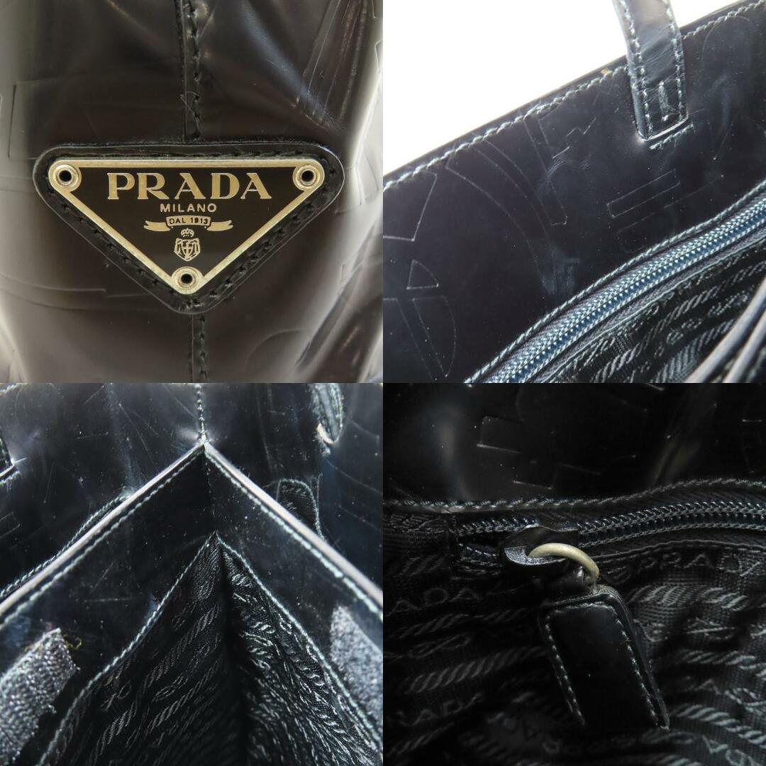 PRADA - PRADA ロゴ金具 型押し ハンドバッグ レザー レディース PRADA - PRADA ロゴ金具 型押し ハンドバッグ レザー レディース