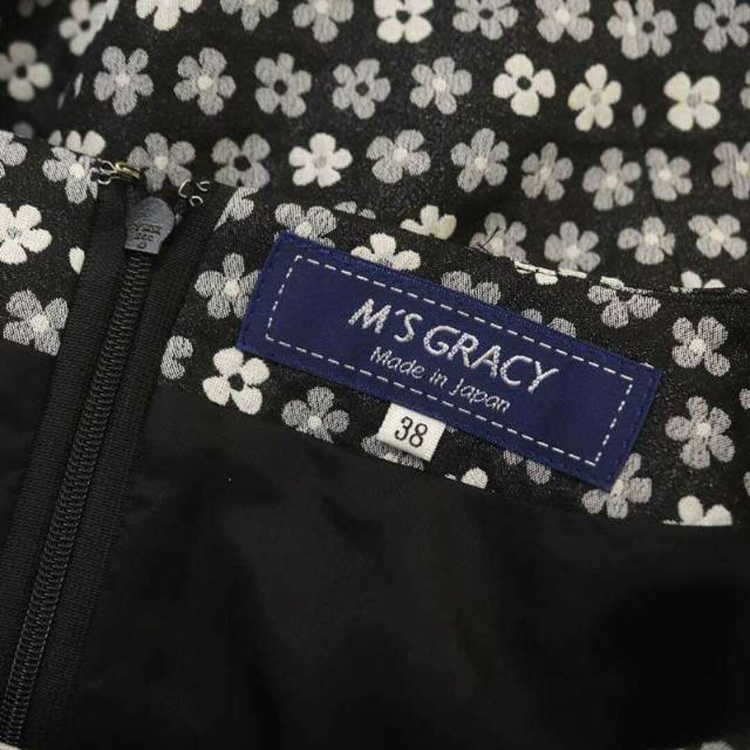 M'S GRACY - エムズグレイシー 花柄リボンワンピース 膝丈 38 黒 M'S GRACY - エムズグレイシー 花柄リボンワンピース 膝丈 38 黒