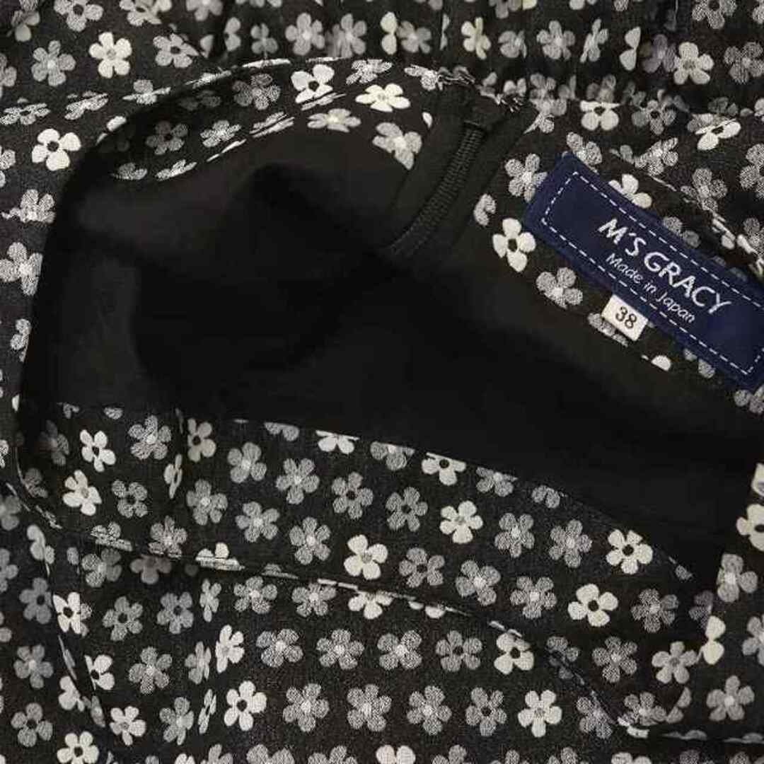 M'S GRACY - エムズグレイシー 花柄リボンワンピース 膝丈 38 黒 M'S GRACY - エムズグレイシー 花柄リボンワンピース 膝丈 38 黒