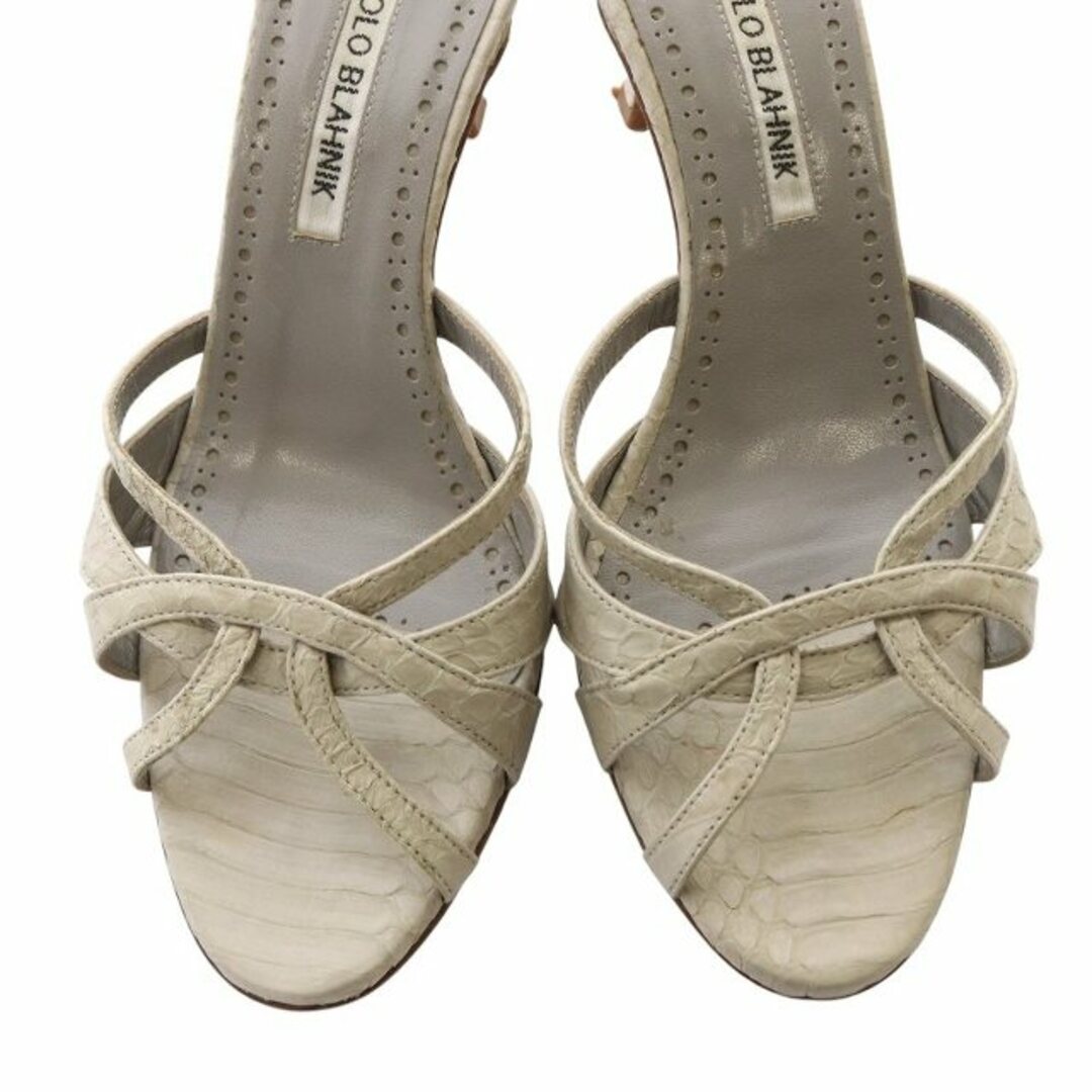 MANOLO BLAHNIK - マノロブラニク 型押しレザーサンダル MANOLO BLAHNIK - マノロブラニク 型押しレザーサンダル