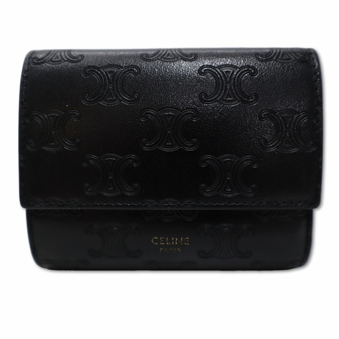 CELINE - セリーヌ レザー スモール トリフォールドウォレット CELINE - セリーヌ レザー スモール トリフォールドウォレット