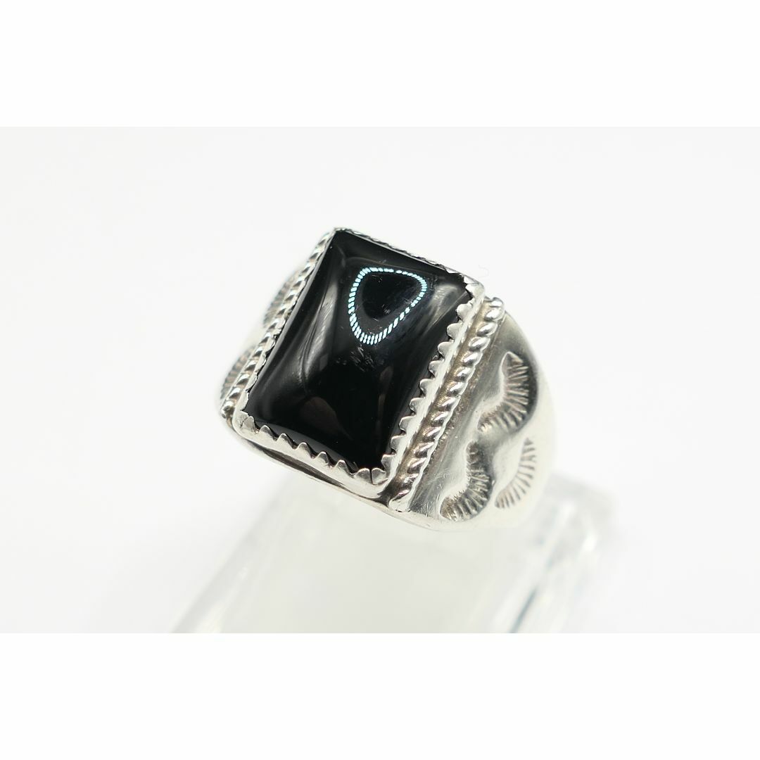 INDIAN JEWELRY - 美品 20号 ナバホ オニキス シルバー リング INDIAN JEWELRY - 美品 20号 ナバホ オニキス シルバー リング