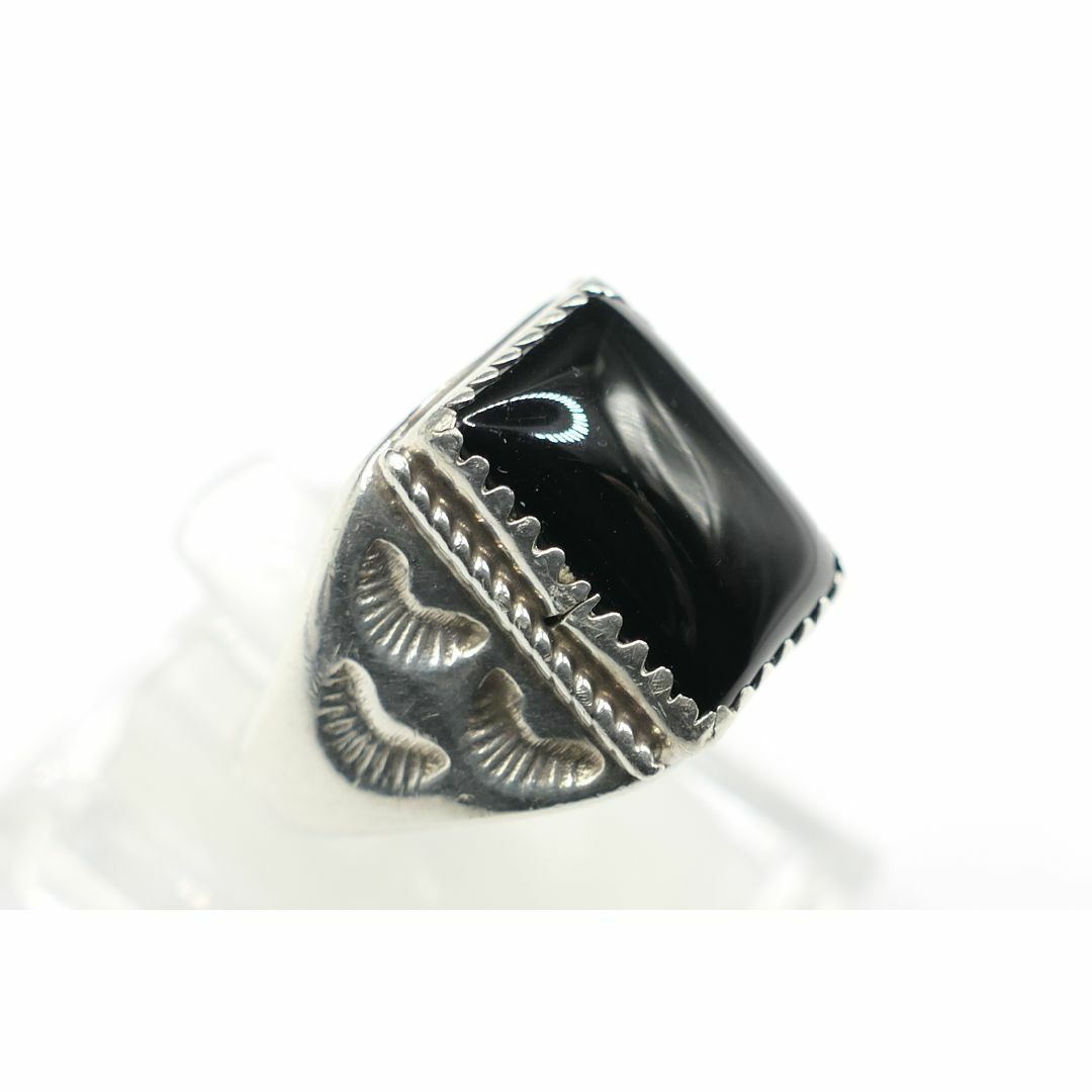 INDIAN JEWELRY - 美品 20号 ナバホ オニキス シルバー リング INDIAN JEWELRY - 美品 20号 ナバホ オニキス シルバー リング