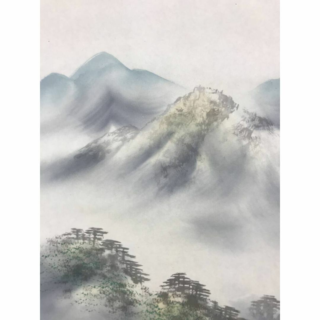 真作/翠谷/彩色山水漁舟図/山水図/漁師図/漁舟図/掛軸☆宝船☆AF 真作/翠谷/彩色山水漁舟図/山水図/漁師図/漁舟図/掛軸☆宝船☆AF