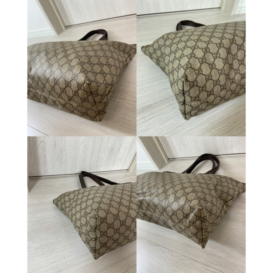 GUCCI トートバッグ レザー GG スプリーム PVC ベージュ 肩掛け