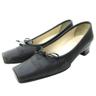 CHANEL - シャネル CHANEL スクエアトゥ パンプス 黒 約23.5 CHANEL - シャネル CHANEL スクエアトゥ パンプス 黒 約23.5