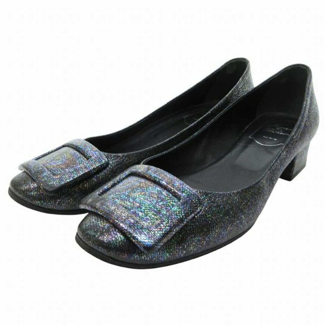 ROGER VIVIER - ラメ グリッター スクエアバックル パンプス 約 ROGER VIVIER - ラメ グリッター スクエアバックル パンプス 約