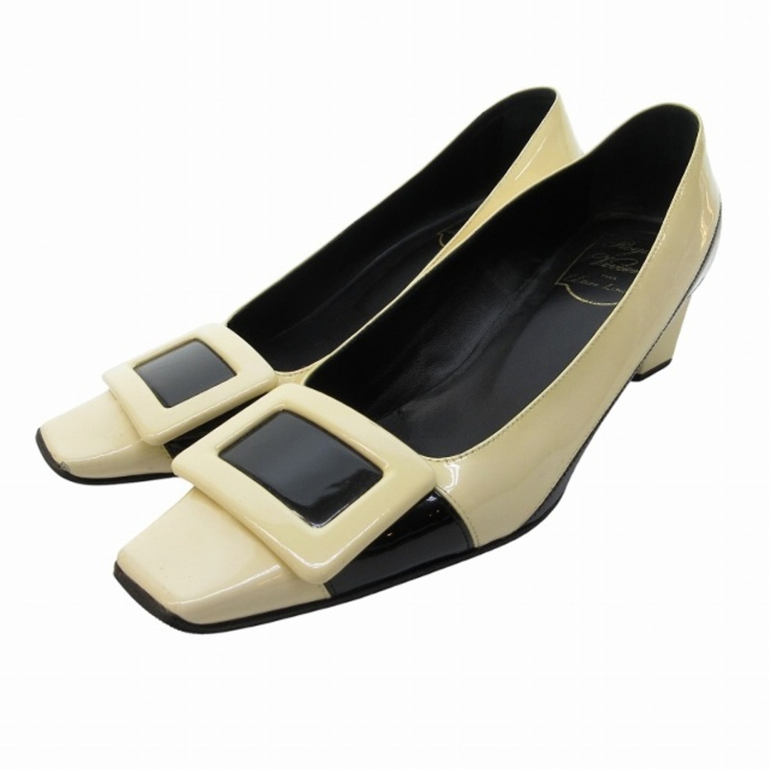 ROGER VIVIER - バイカラー スクエアバックル パンプス 38.5 約 ROGER VIVIER - バイカラー スクエアバックル パンプス 38.5 約