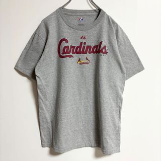 古着 used　Majestic　半袖オフィシャルプリントTシャツ　MLB　Cardinals　グレー　春夏服　XLサイズ(Tシャツ/カットソー(半袖/袖なし))