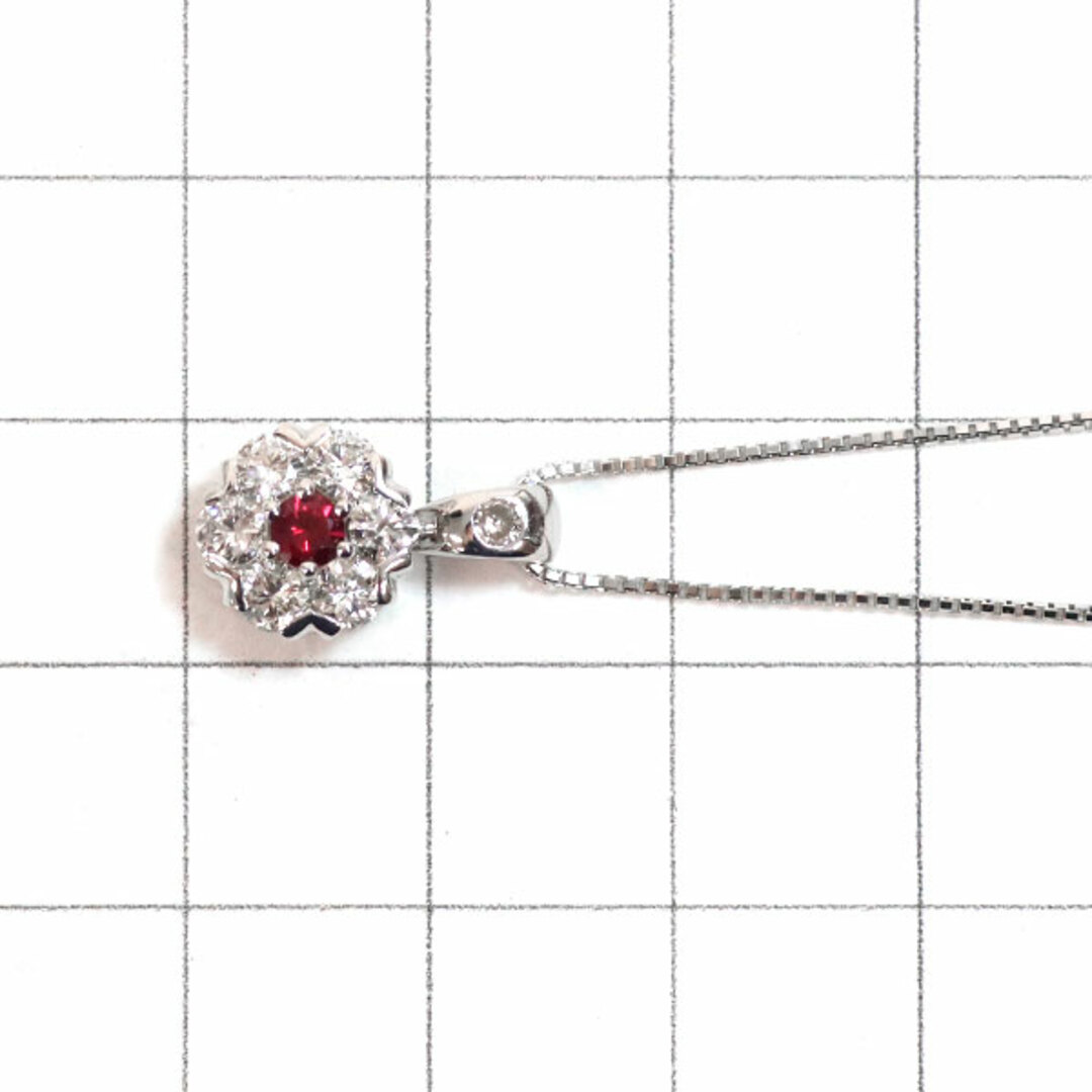 K18WG ルビー ダイヤモンド ペンダントネックレス 0.135ct D0 K18WG ルビー ダイヤモンド ペンダントネックレス 0.135ct D0