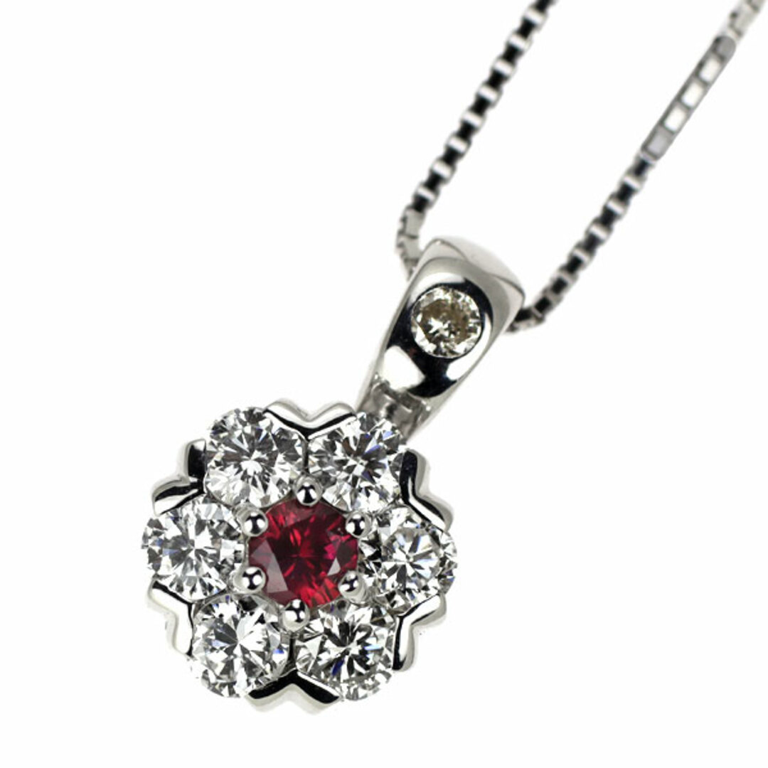 K18WG ルビー ダイヤモンド ペンダントネックレス 0.135ct D0 K18WG ルビー ダイヤモンド ペンダントネックレス 0.135ct D0