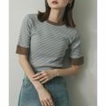 【BLU×BRN】『一部WEB限定カラー』クルーネックリンガーボーダーTシャツ(