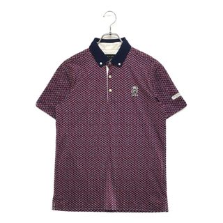 coco 中古 セントアンドリュース StANDREWS メンズ 半袖ポロシャツ M 紺×ピンク系 ボタンダウン 総柄