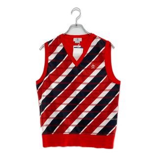 マンシングウェア(Munsingwear)のcoco 未使用品 マンシングウェア Munsing wear レディース ベスト LL 赤×白×紺 Vネック ニット ボーダー(ウエア)