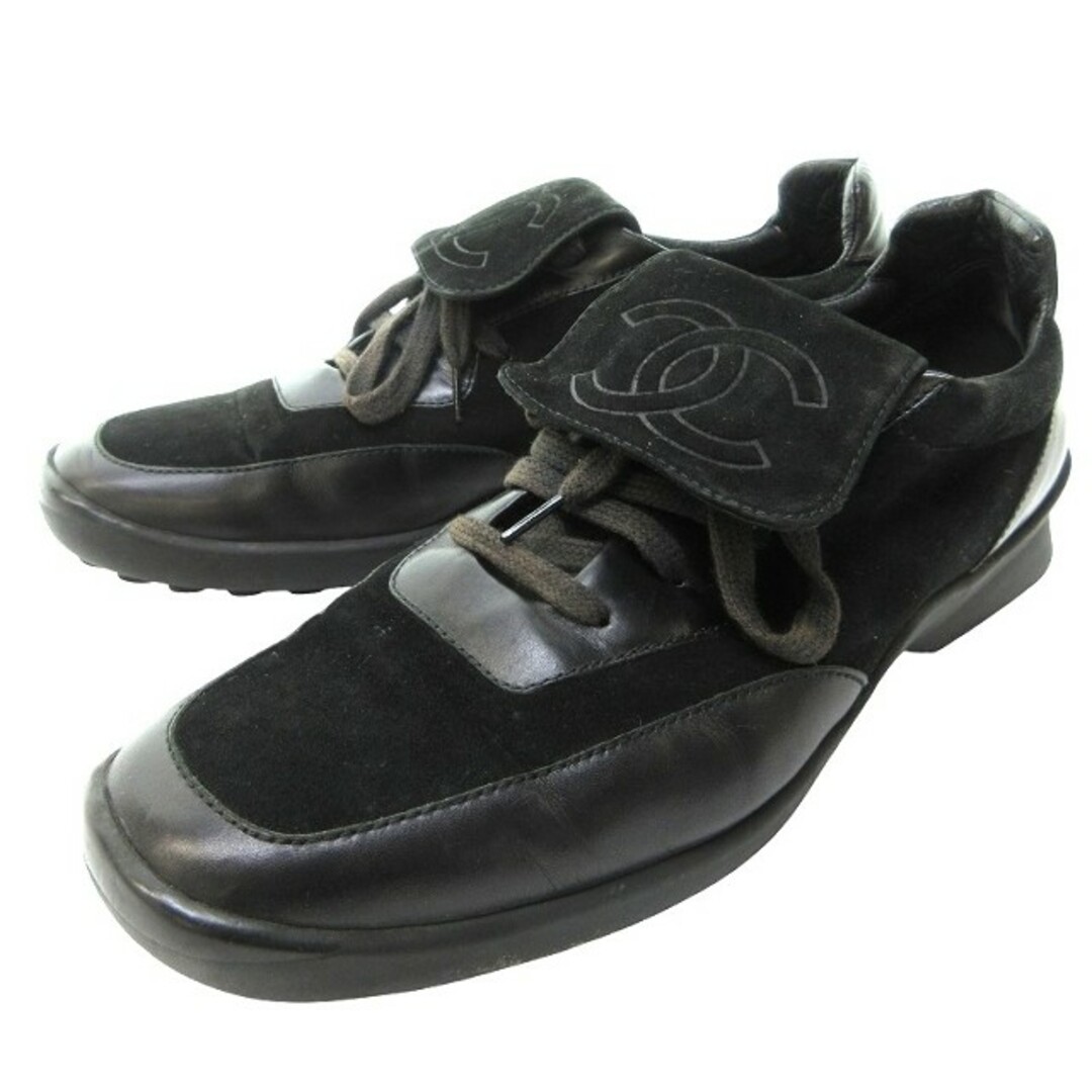 CHANEL - シャネル CHANEL ココマーク スニーカー 黒 約24.5 CHANEL - シャネル CHANEL ココマーク スニーカー 黒 約24.5