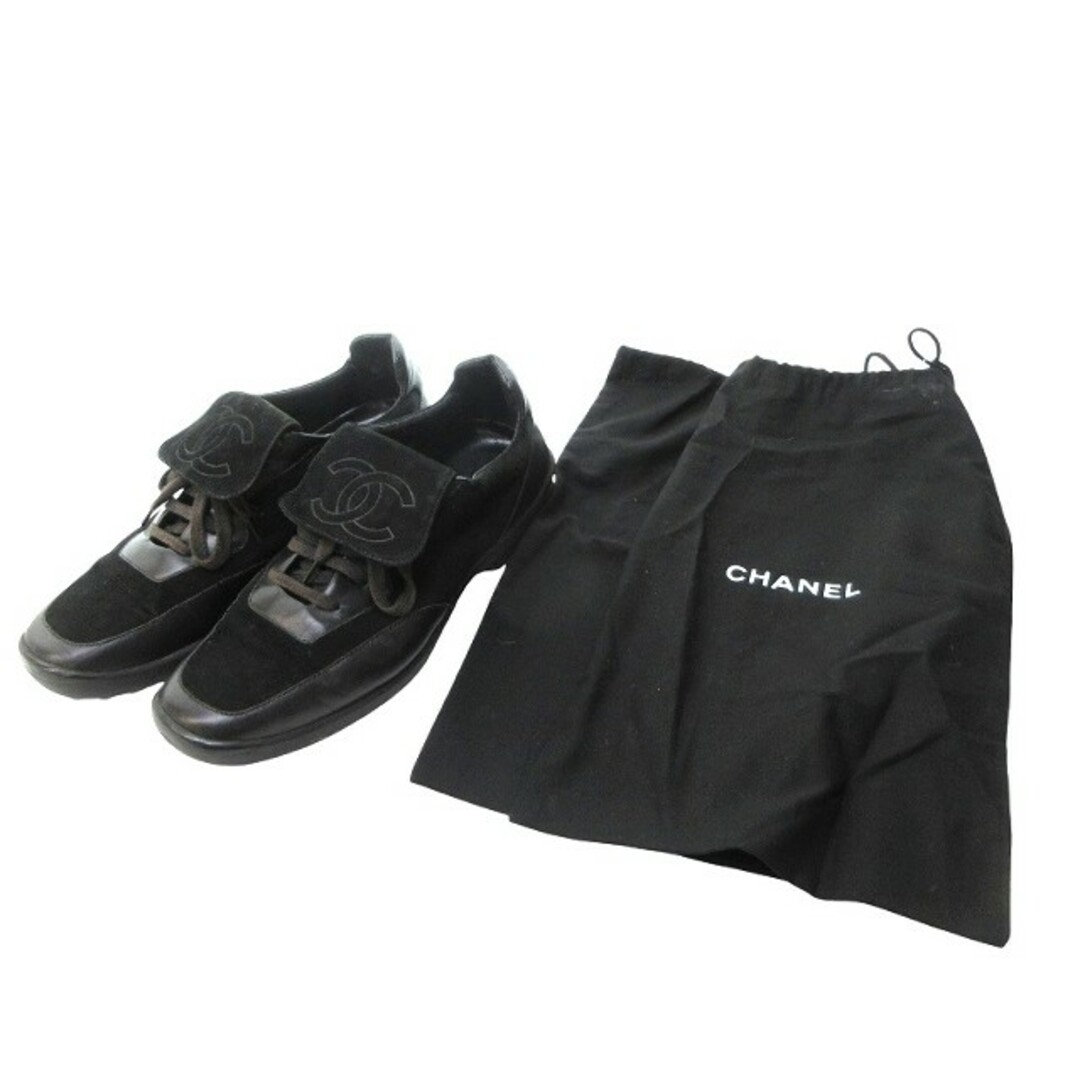 CHANEL - シャネル CHANEL ココマーク スニーカー 黒 約24.5 CHANEL - シャネル CHANEL ココマーク スニーカー 黒 約24.5