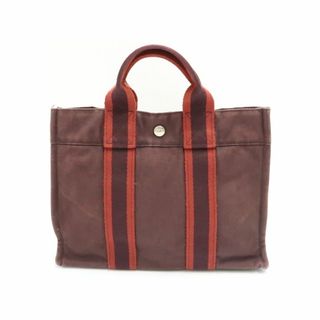 エルメス(HERMES)のエルメス　フールトゥ　ハンドバッグ　茶×エンジ色系 　PMサイズ　キャンバス　HERMES　18699504(ハンドバッグ)